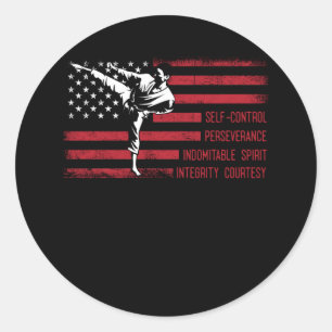 5 Tenets American Taekwondo Fighting Classic Round Sticker