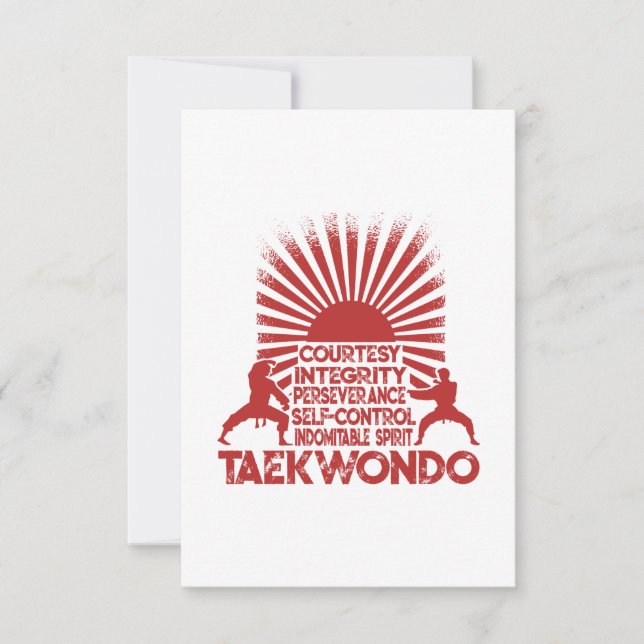 5 Tenets Of Taekwondo Thank You Card (Front)