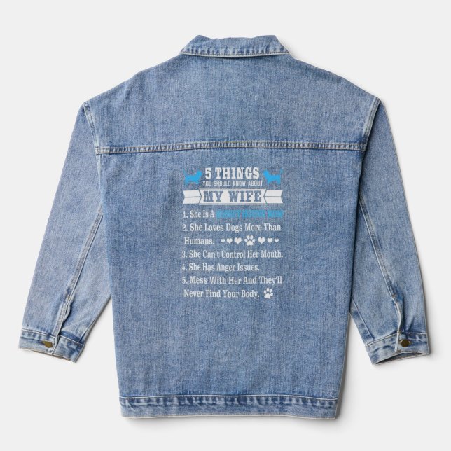 5 Things About My Wife  Basset Hound Lover  Denim Jacket (Back)