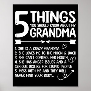 5 Things Should Know About Grandma Funny Grandma Poster