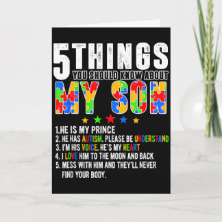 5 Things You Should Know About My Son Shirt Autism Card