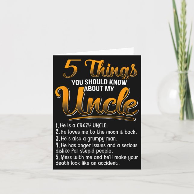 5 Things You Should Know About My Uncle Funny Chri Card (Front)
