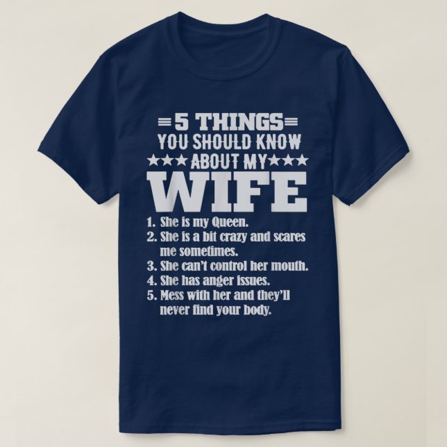 5 Things You Should Know About My Wife Men Husband T-Shirt (Design Front)