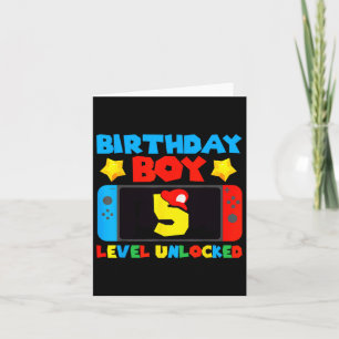 5 Unlocked Video Game 5th Birthday Boy Gamer Card