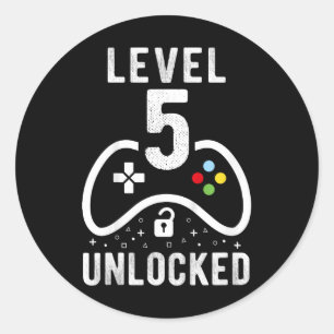 5 Unlocked Video Game 5th Birthday Gift Classic Round Sticker