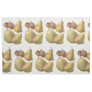 5 vintage pears illustrated textile fabric