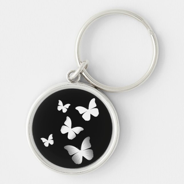 5 White Butterflies Key Ring (Front)