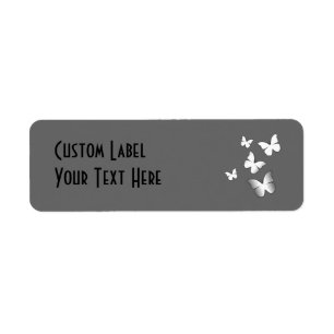 5 White Butterflies Return Address Label
