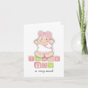 5"x7"Baby Shower Matching Baby Girl Thank You Card