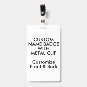 5" x 3" Custom Name Badge & Metal Clip Blank ID Badge