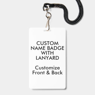 5" x 3" Custom Name Badge with Lanyard Blank ID Badge