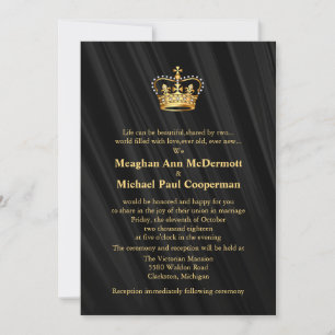 5" x 7" Abstract Black Silk Satin Crown Invitation