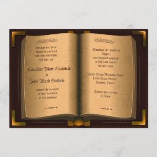 *5" x 7" Ancient Vintage Leather Book Wedding Invitation