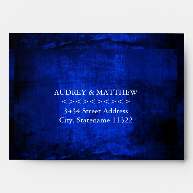 5 x 7 Antique Blue Gold Metalic Wedding Envelope (Front)