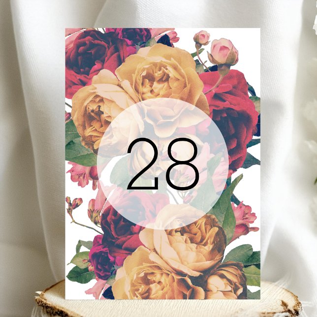 5 x 7 Antique Roses Floral Wedding Table Numbers (Creator Uploaded)