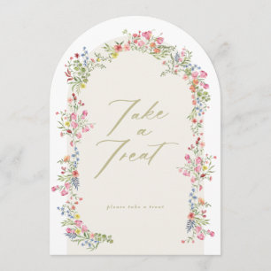 5 x 7 arch floral take a treat bridal shower sign invitation