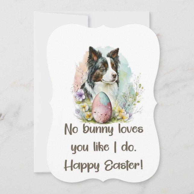 5 x 7 Border Collie Happy Easter Card  (Front)
