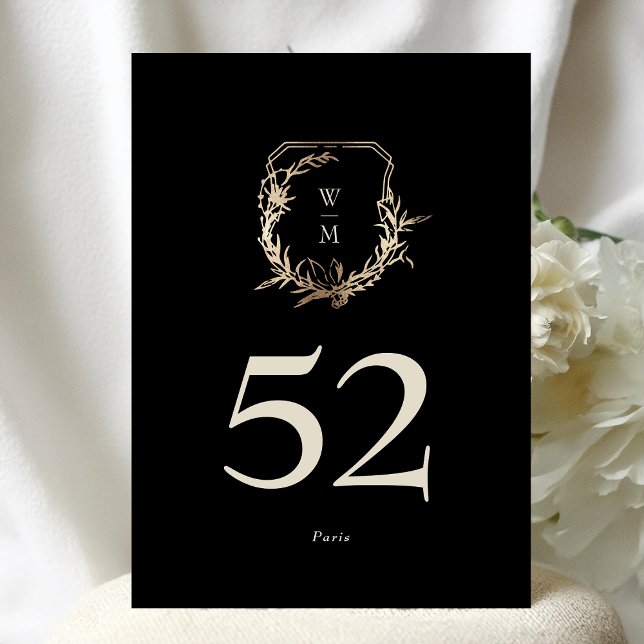 5 x 7 Classic Black Cream Gold Wreath Table Number (Creator Uploaded)