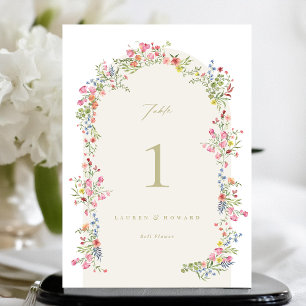 5 X 7 dainty floral arch Wedding Table Number