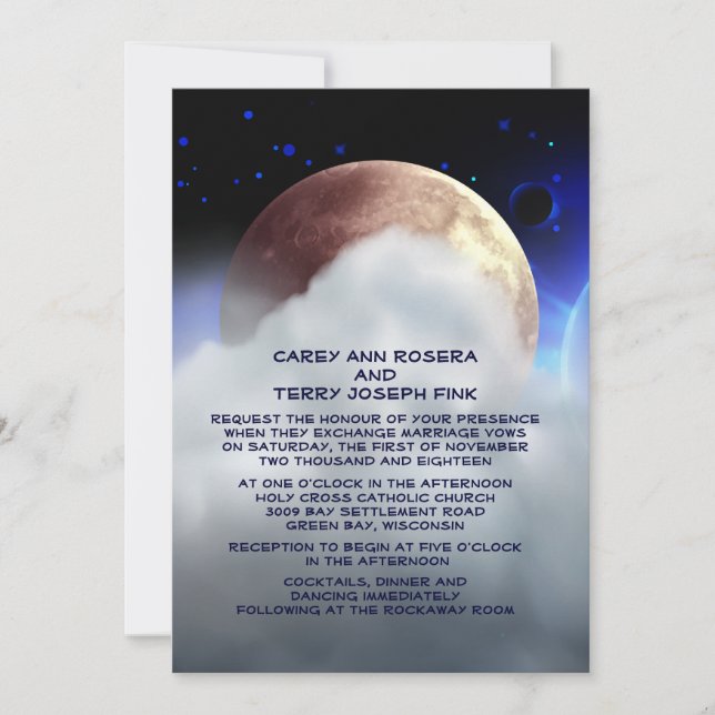 5" x 7" Deep Space Planets Wedding Invitation (Front)