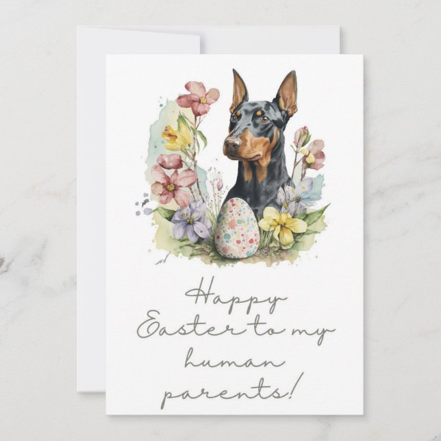 5 x 7 Dobermann Pinscher Easter Greeting Card (Front)