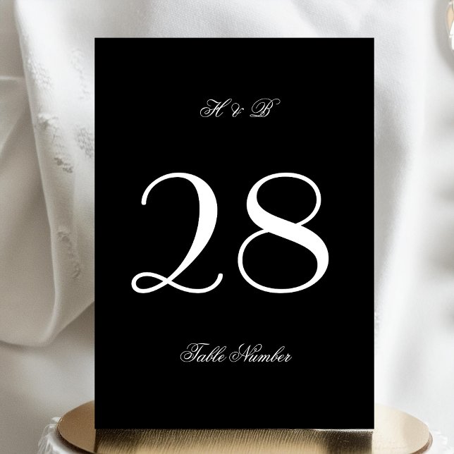 5 x 7 Formal Black White Wedding Table Number (Creator Uploaded)