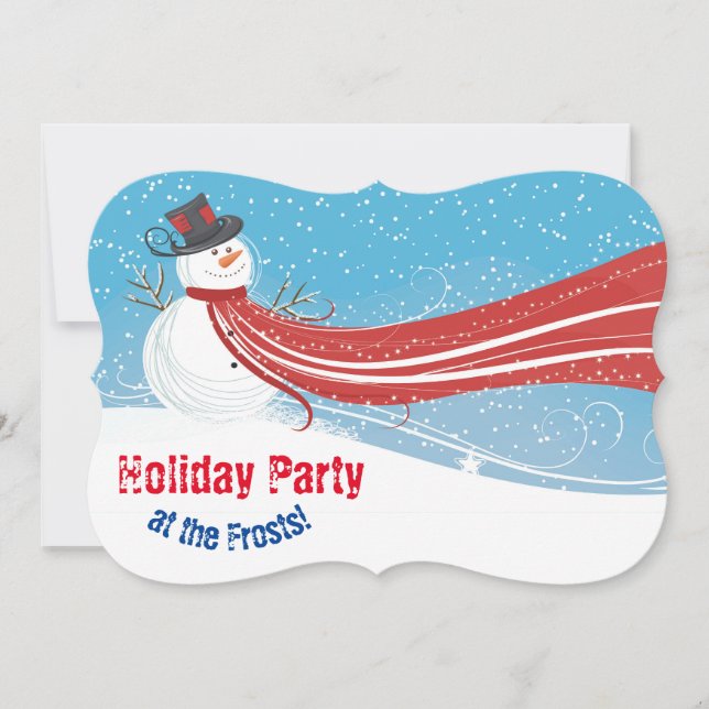 5" x 7" Fun Snowman Christmas Party Invitation (Front)