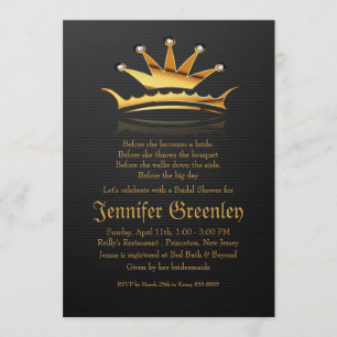 5" x 7" Gold Royal Queen Crown Invitation