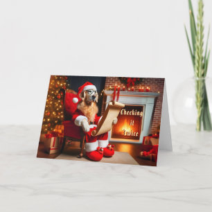 5" x 7" Golden Retriever Checking Christmas Card