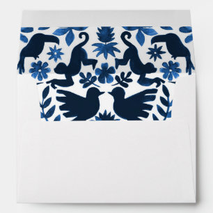 5 x 7 Mexican Otomi Theme Envelopes - White/Navy