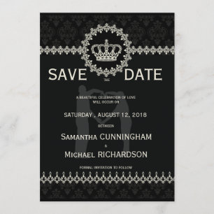 * 5" x 7" Modern Laces Crown Wedding Passport Save The Date