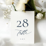 5 x 7 Navy Blue White Modern Wedding Table Numbers<br><div class="desc">***this design is part of a matching collection*** _______________________ this design template is fully editable / customisable by you the customer - click personalise further button if you wish to move, add, delete, or make significant changes to the design _______________________ *if you have any DESIGN questions or need more designs...</div>