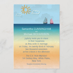 5" x 7" Ocean Sand Beach Theme Wedding Invitation
