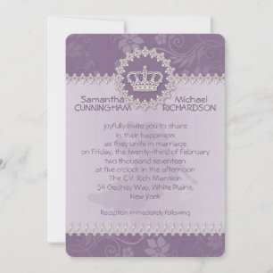 5" x 7" Pink Floral  Crown Wedding Passport Invitation