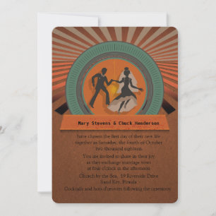 5" x 7" Retro Style Vintage Wedding Invitation