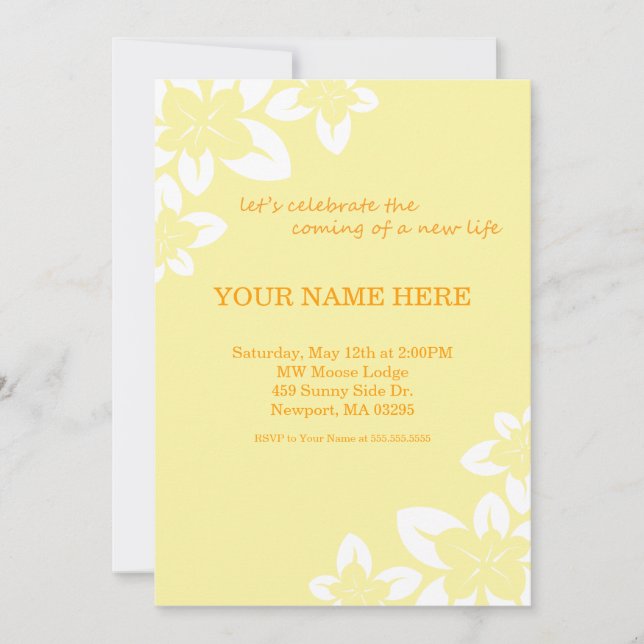 5" x 7" Simple Yellow Baby Shower Invitation (Front)