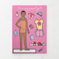 5" x 7" Trifold Happy Birthday Paper Doll Card #1