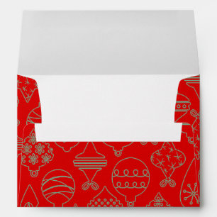 5 x 7 Vintage Christmas Red Glitter Return Address Envelope