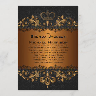 5" x 7" Vintage Golden Damask Wedding Invitation