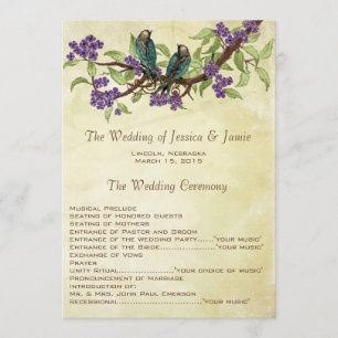 5 x 7 Vintage Love Birds Tea Stain Wedding Program