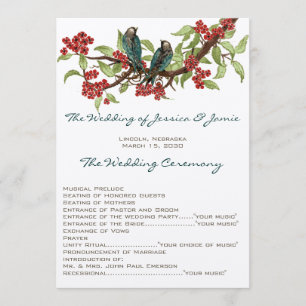 5 x 7 Vintage Love Birds Tea Stain Wedding Program
