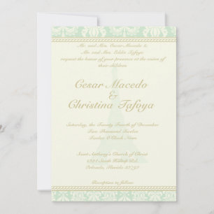 5 x 7 Wedding Invitation Damask Paris Eiffel Tower