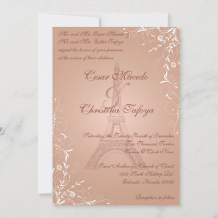 5 x 7 Wedding Invitation Floral Spiral in Paris