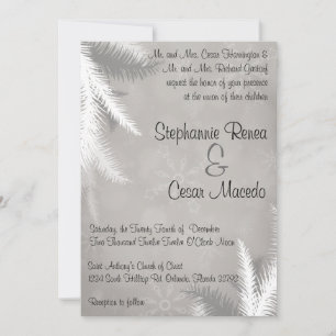 5 x 7 Wedding Invitation Grey Snowflakes Winter