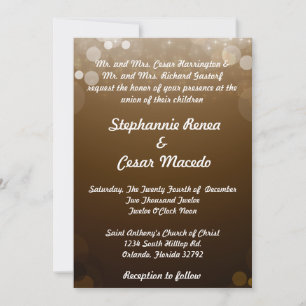 5 x 7 Wedding Invitation Winter Brown / Stars