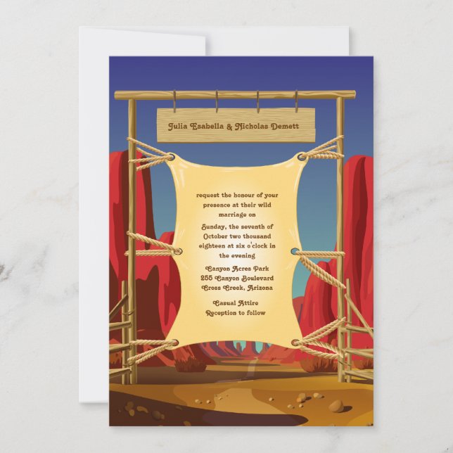 5" x 7" Wild West Wedding Invitation (Front)