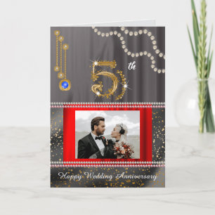 5 Year Anniversary Card for Wife   Gold Sapphire