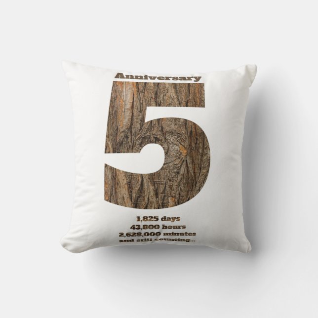 5 Year Anniversary - Wood Anniversary Milestone Cushion (Front)