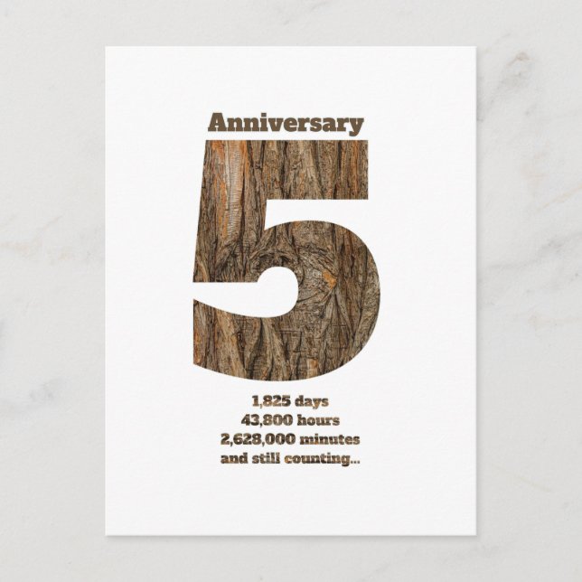 5 Year Anniversary - Wood Anniversary Milestone Postcard (Front)