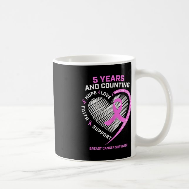 5 Year Breast Cancer Survivor  5 Years Cancer Free Coffee Mug (Right)